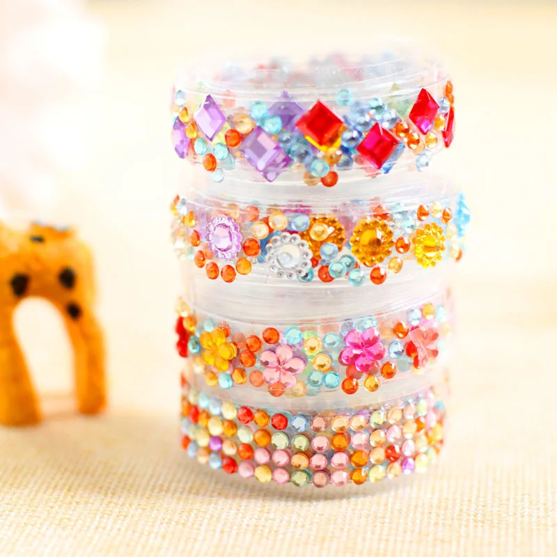 

5 self crystal rhinestone sticker rolls with sparkling diamond texture mobile phones photo albums DIY decorative materials
