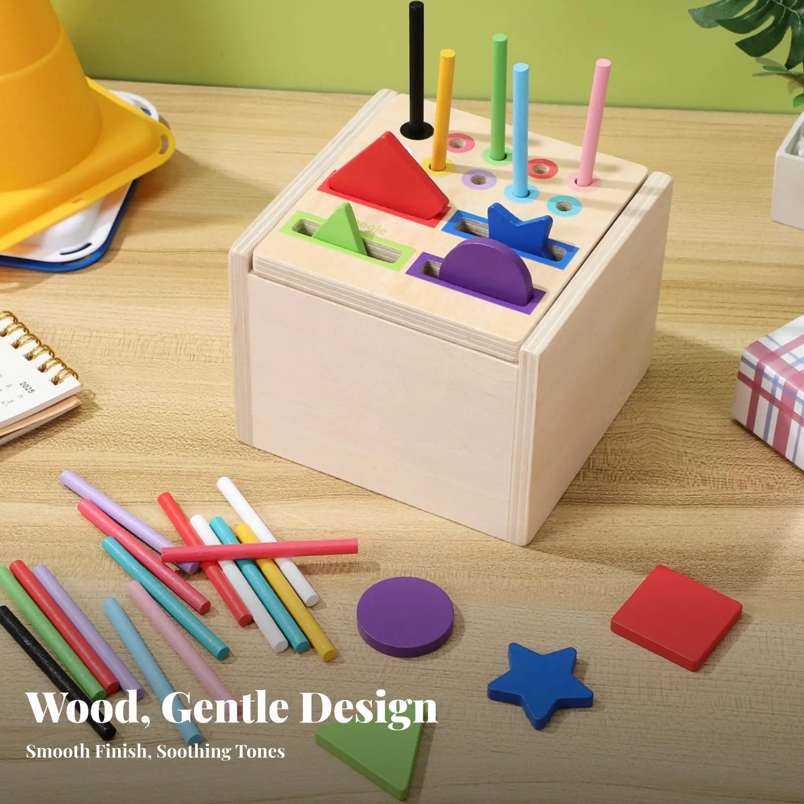 

Color and Shape Matching Toy Develops Fine Movement Skills Wooden Shape Sorting Box Color Recognition Toy Hand-Vision