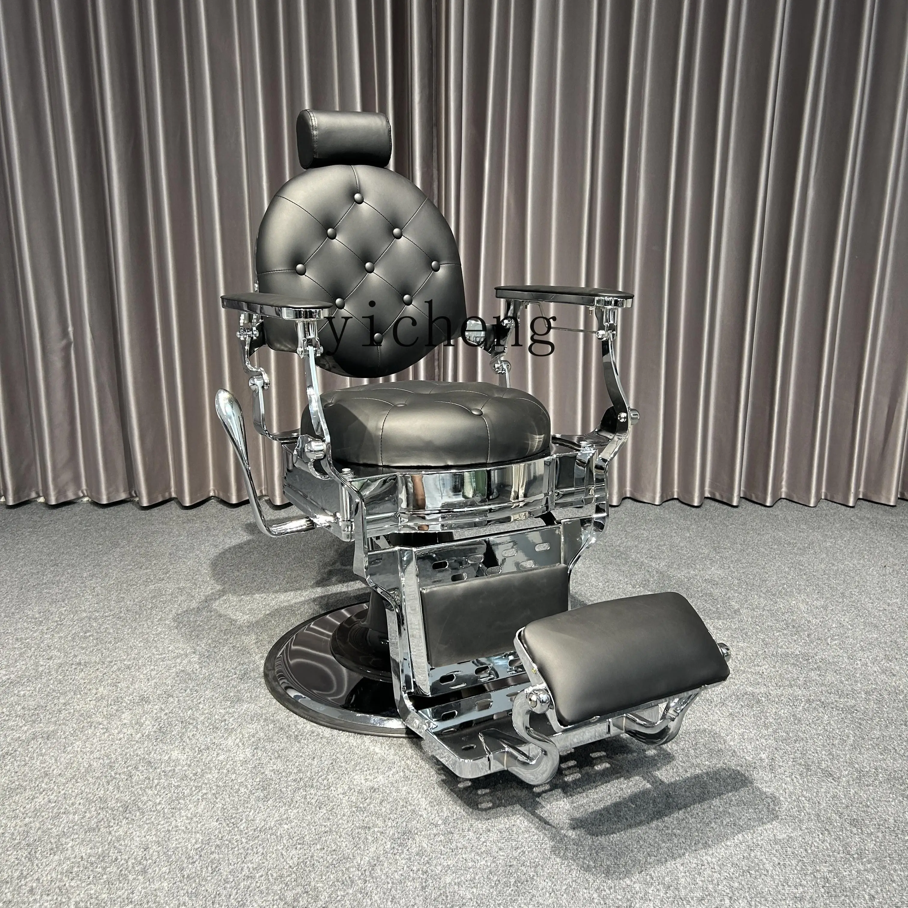 

TQH genuine leather barber shop men's retro oil head chair, special for hair salon, liftable and reclining hair cutting chair