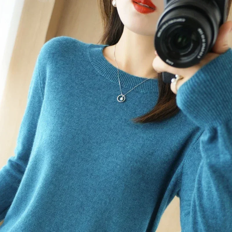 2024 Women Sweater Autumn Winter Long Sleeve O-neck Pullovers Warm Bottoming Shirts Korean Fashion Sweater Knitwear Soft Jumpers