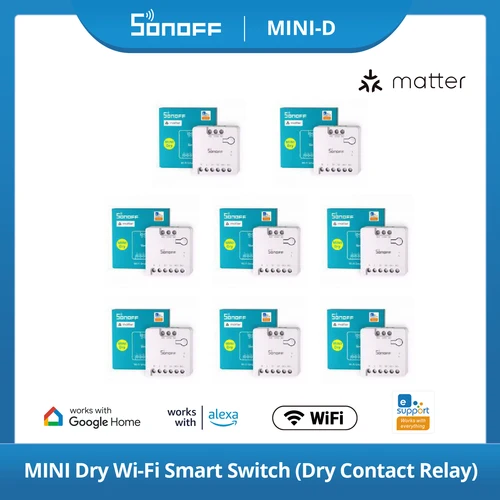 SONOFF MINI-D MINI Dry Wi-Fi Matter interruptor inteligente relé de contacto seco inteligente DC motores de baja potencia para puertas de garaje calderas a través de Alexa