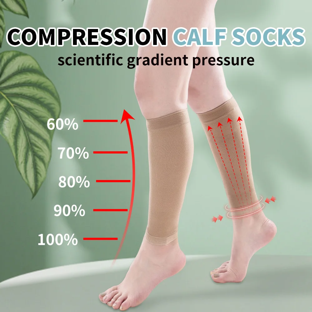 Hh Compression Calf Support Sleeves Leg Footless Pressure Socks for Splints Varicose Veins Lymphedema Running Cycling