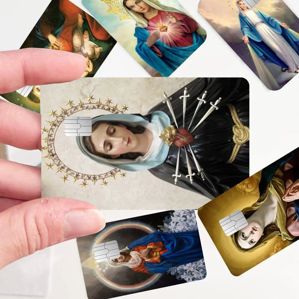Virgin Mary Christian Anime Front Cover Film Sticker Skin For Credit Debit Card Small Large Chip