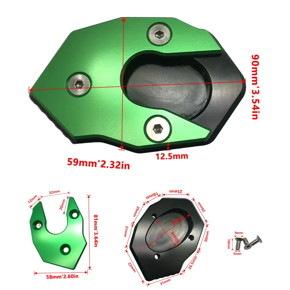 Pour Kawasaki Ninja 650 ER-6F Moto déclinaison support Pad CNC Élargi Pied Béquille Latérale Extension Support Plaque 2011 2012 2013 2014