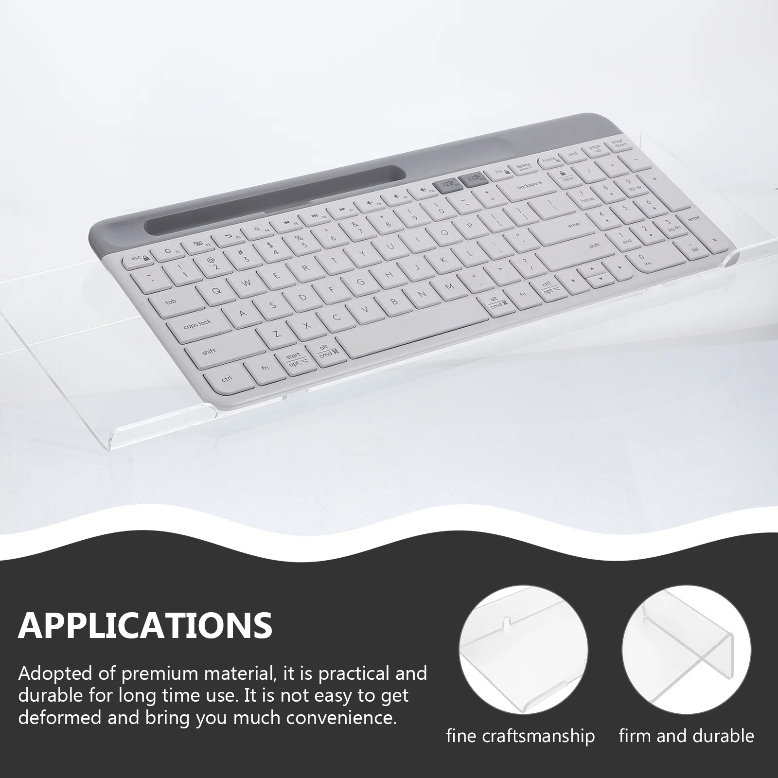 Ergonomic Acrylic Keyboard Stand 30 Degree Tilted Computer Holder 104-Key Keyboard Tray for Office Work Gaming