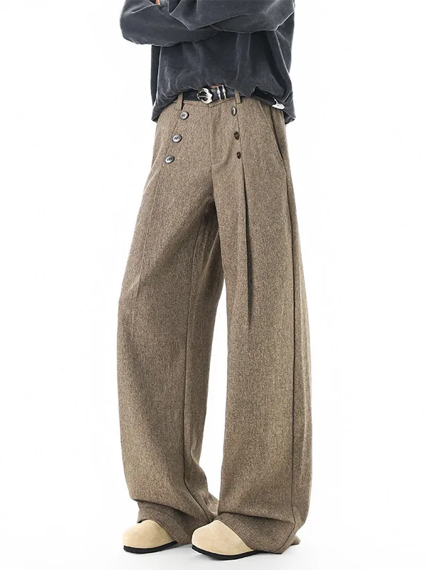 

Мужские повседневные брюки TANGZ Studio: широкие, плиссированные, с пуговицами, в стиле ретро, для комфортного отдыха