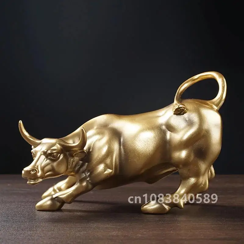 

Vilead Resin Gold Wall Street Bull OX Statue Ornament Office Desk Decorative Living Room Interior Home Decoration Accessories