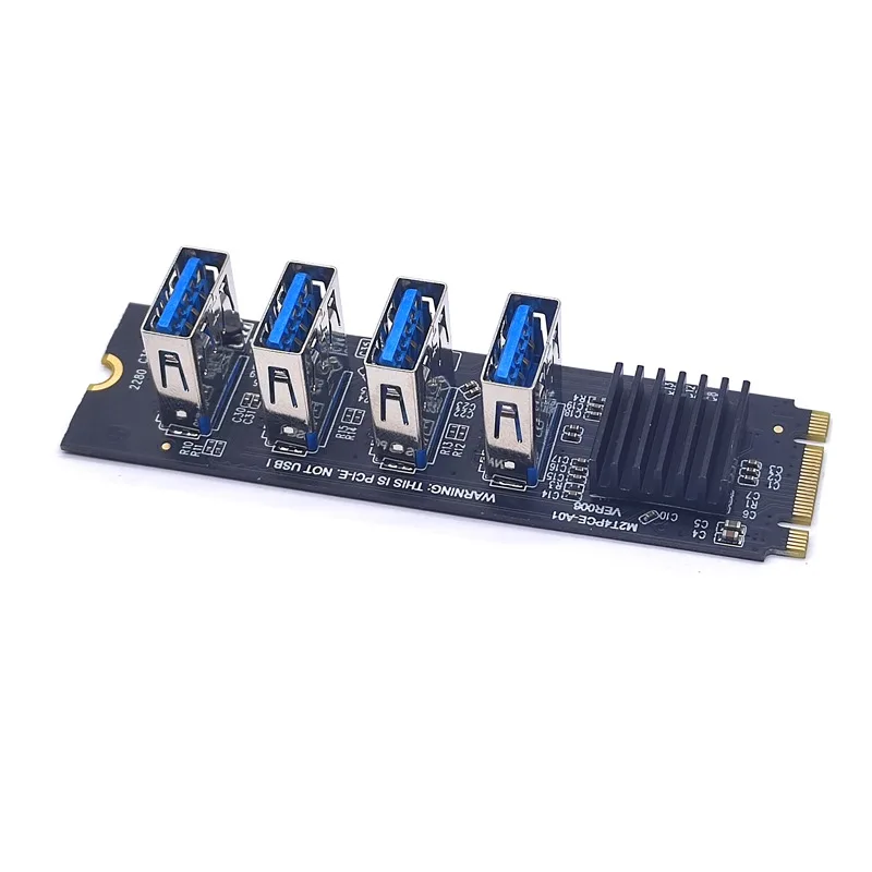 M.2 NVME KEY-M to 4-port PCI-E adapter card slot, one to four USB 3.0 graphics card expansion card