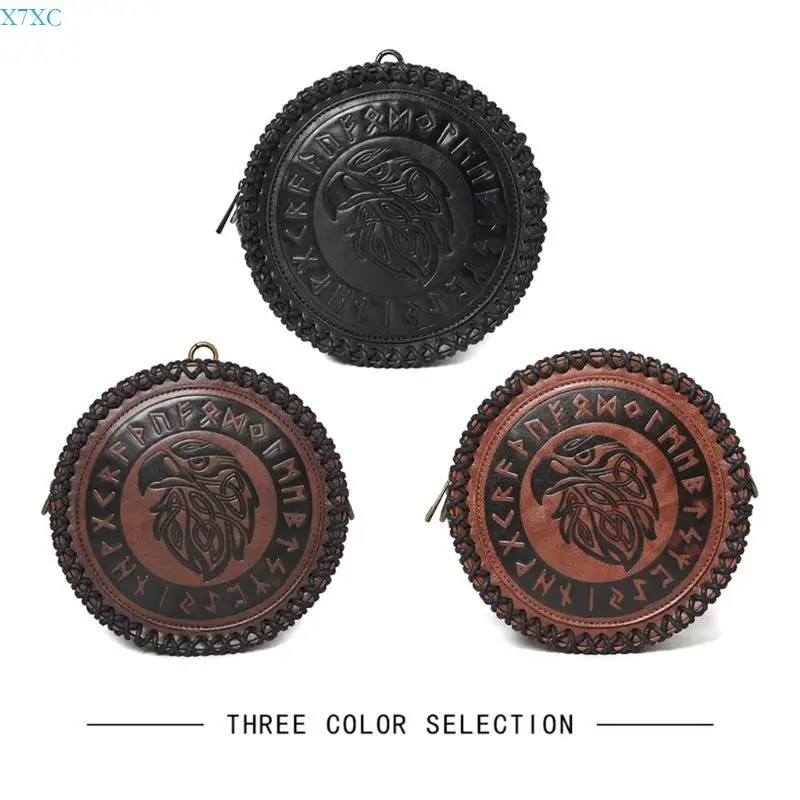 

X7XC Средневековая поясная сумка из искусственной кожи с тиснением для костюмированной вечеринки в стиле исторической