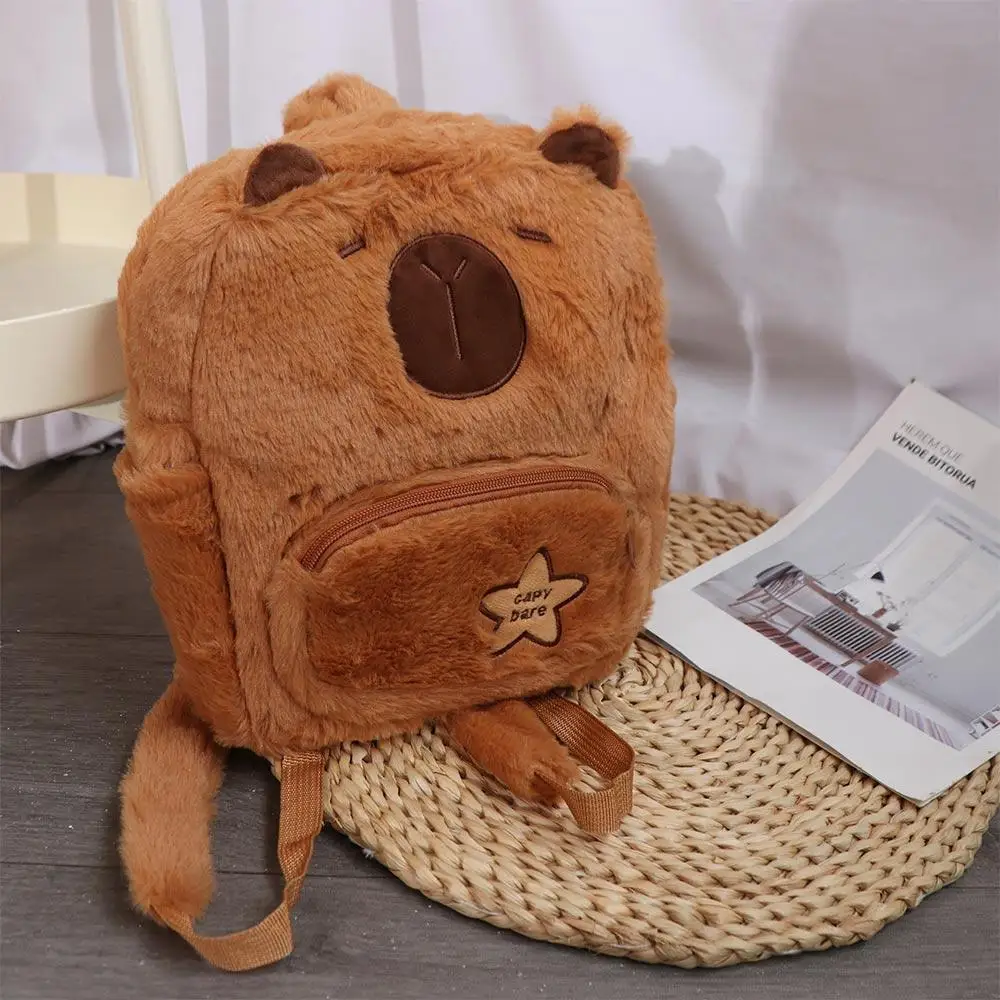 Large Capacity Capybara Plush Backpack Animal Star Capybara Shoulder Bag Stuffed Doll Korean Style Cartoon Capybara Handbag