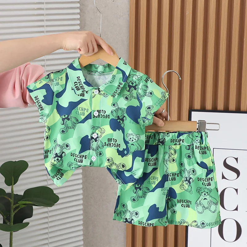 New Summer Baby Girls Clothes Suit Children Shirt Shorts 2Pcs/Sets Kids Boys Clothing Toddler Casual Costume Infant Tracksuits