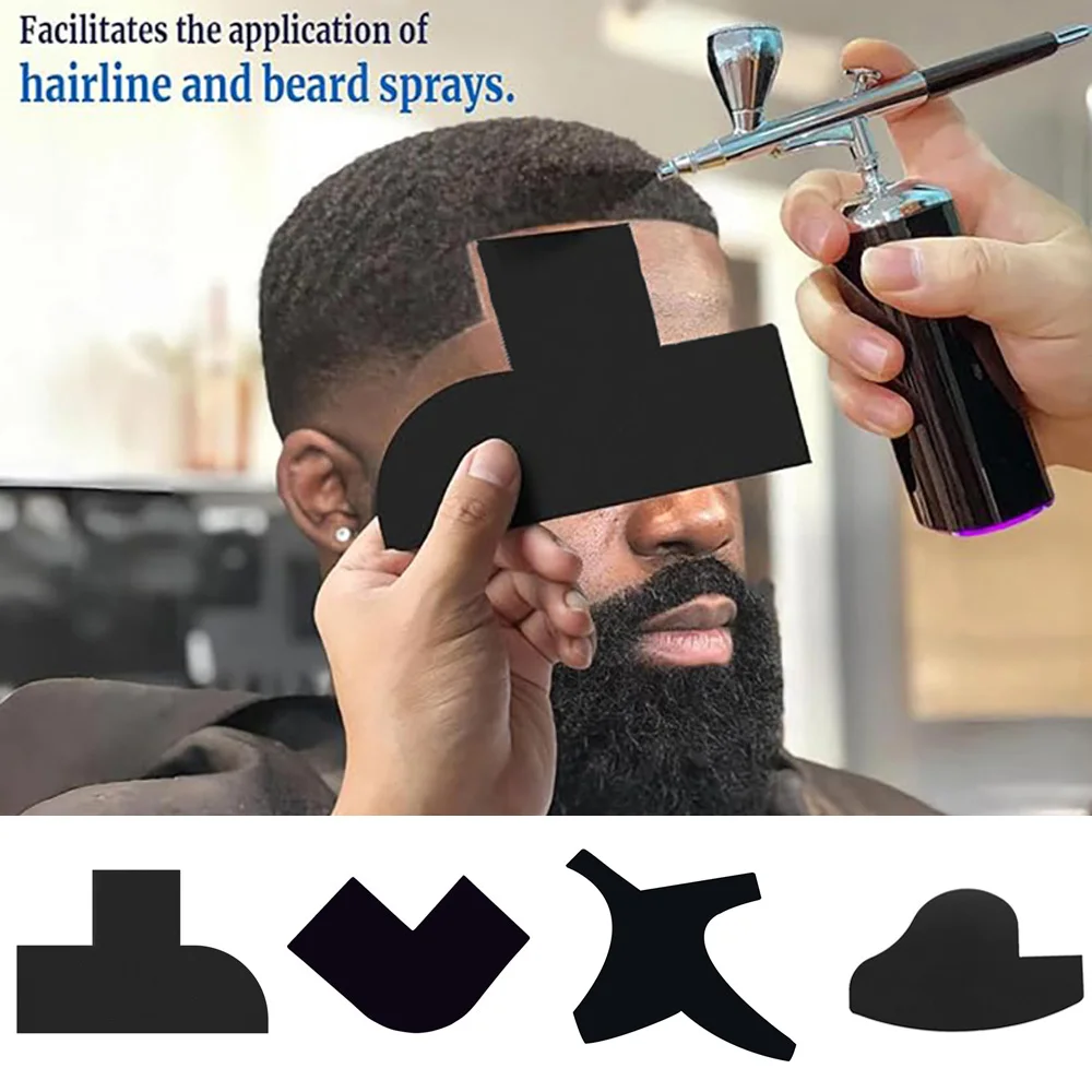 

4Pcs Set Professional Hairline Enhancement Cards Beard Shaping Tool Kit Lineup Guide for Styling Edging by Barbers