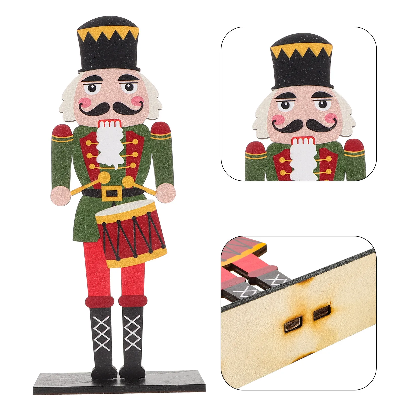 

Wooden Nutcracker Figure Handcrafted Soldier Design Festive Christmas Home Decor Tabletop Decoration Party Supplies Indoor