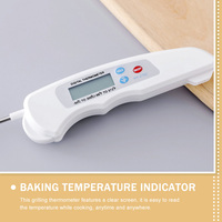 Folding Dustproof Probe Thermometer -50℃ to 300℃ for BBQ Kitchen Camping Picnic Meat Temperature Gauge Stainless Steel