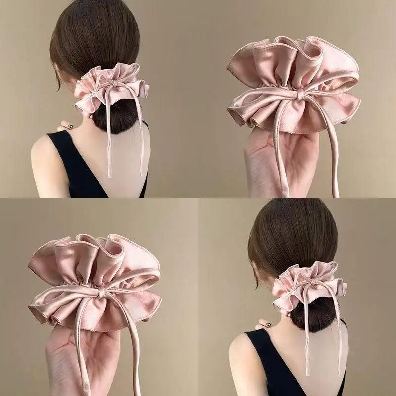 

Элегантные ленты с бантом, длинные эластичные резинки для волос, резинки для волос с цветами, завязанные для волос, веревка для головы, хвост, аксессуары для волос