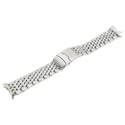 Silver 316L Stainless Steel Curved End 20MM 22MM Bead Of Rice Watch Band Fit For Omega SKX007 Wristwatch