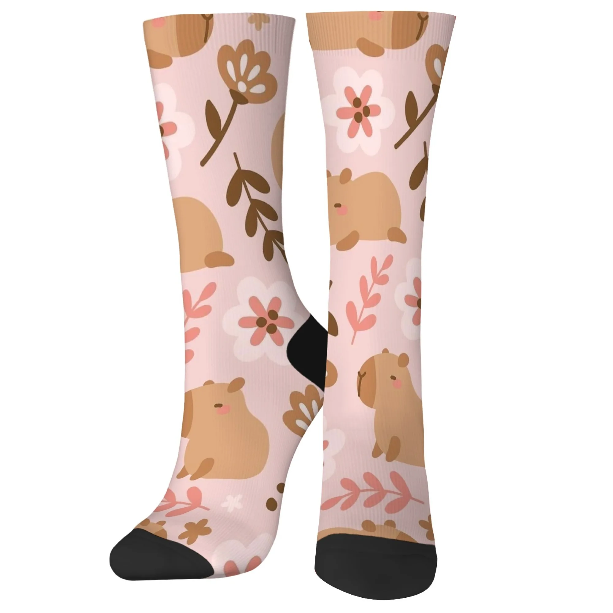 Süße Capybara-Muster Happy Herrensocken Neuheit Lustige Kompressionssocken Harajuku Retro-Stil Lässige Mode Sportsocken Geschenk