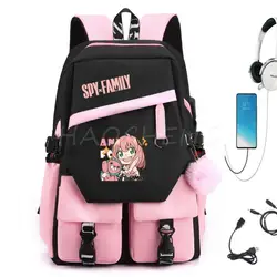 Spy x Family Anya Forger USB Backpack Cos Anime Teens School Bags Lloyd Capacity Boys Girls Mochilas For Travel Birthday Gift