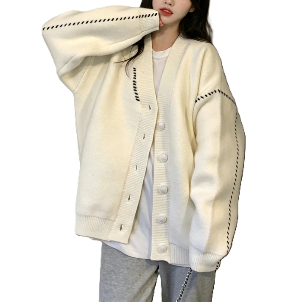 Long Sleeve Outerwear Women Knit Cardigan Medium Elasticity Fabric Regular Clothing Length Default Pattern Design