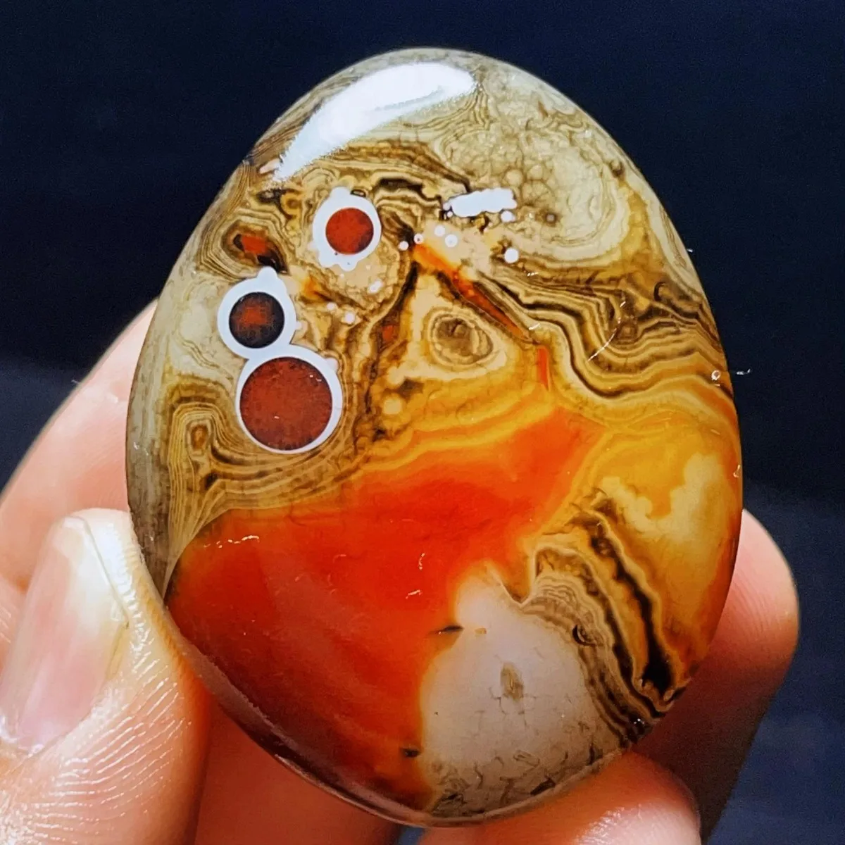 4PC Craft Stone Banded Agate Palm Stone, Tumbled Polished, Artisan Stone, Crystal Display, Natural Stone, Table Display
