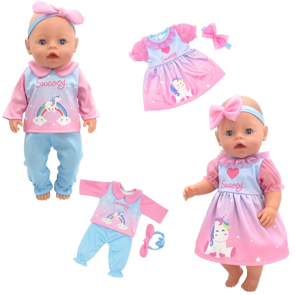 

1 Set Fashion Dress and Accessories 43cm Baby Doll Clothes With Headdress For 17-18 Inch Dolls 43cm Newborn Doll Dress Set