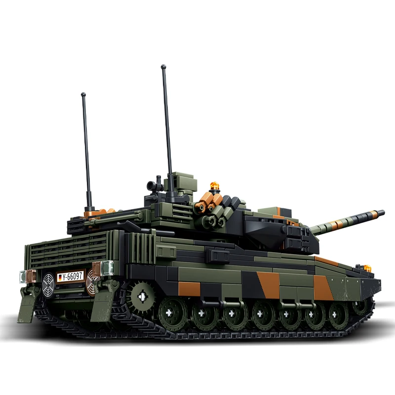 Soldados do exército militar guerra mundial 2 leopardo 2a6 tanque de batalha principal modelo montagem blocos de construção tijolos brinquedos para crianças presente