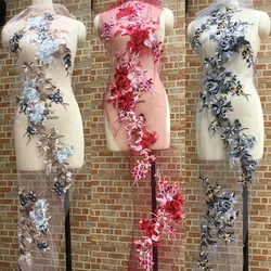 1Pc Embroidery Flower Patch Applique Wedding Clothing Decoration Boutonniere Patches 44*94CM