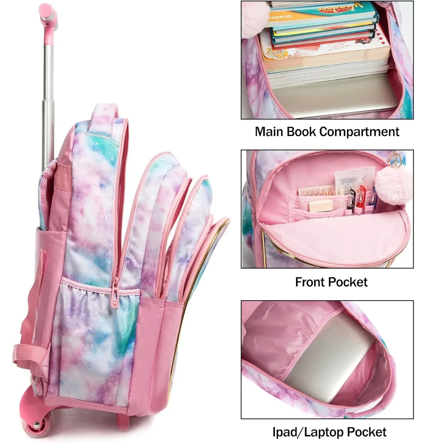 18 Polegada conjunto de mochila de rolamento mochila escolar crianças com saco de almoço isolado e caso de lápis saco de livro para menino e meninas