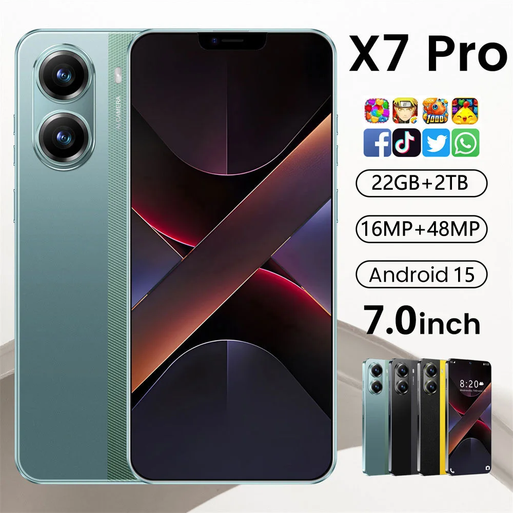 Neues X7 PRO Original Smartphone Globale Version Mobiltelefone 7,0 Zoll 5G Handy 6800mAh 5G Dual-SIM-Karte Android 15 Mobiltelefone