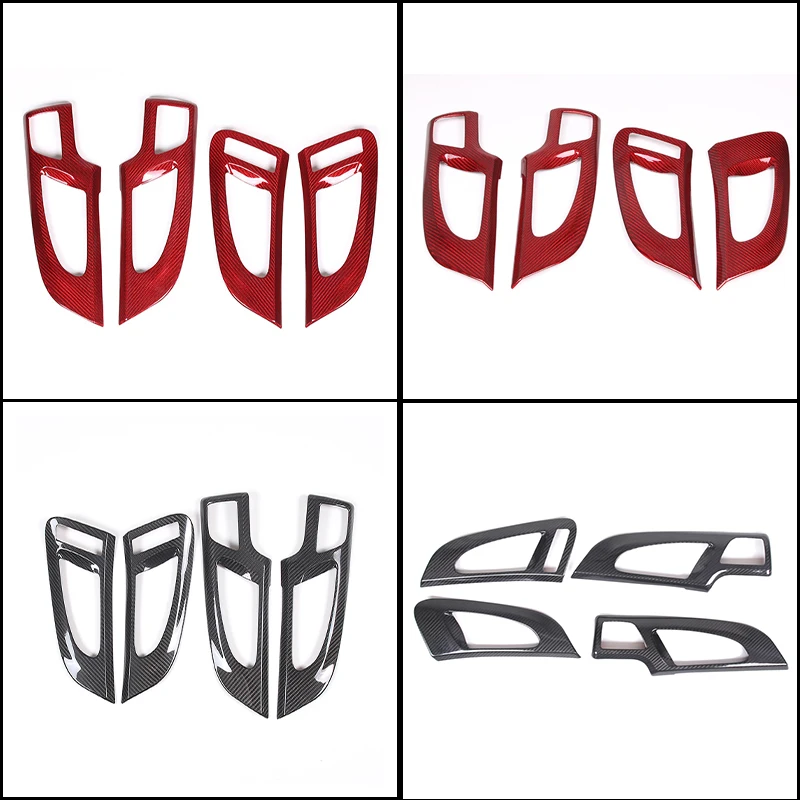 For Porsche Cayenne 958 2011-2017 4Pcs Real Carbon Fiber Interior Door Handle Pull Trim Cover Frame (Exc. Turbo)