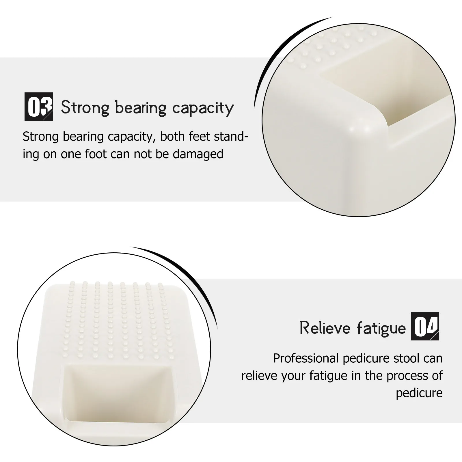 1Pcs Ergonomic Plastic Pedicure Support Stool Foot Care Supply with Textured Anti-Skid Surface Sole Massage Salon