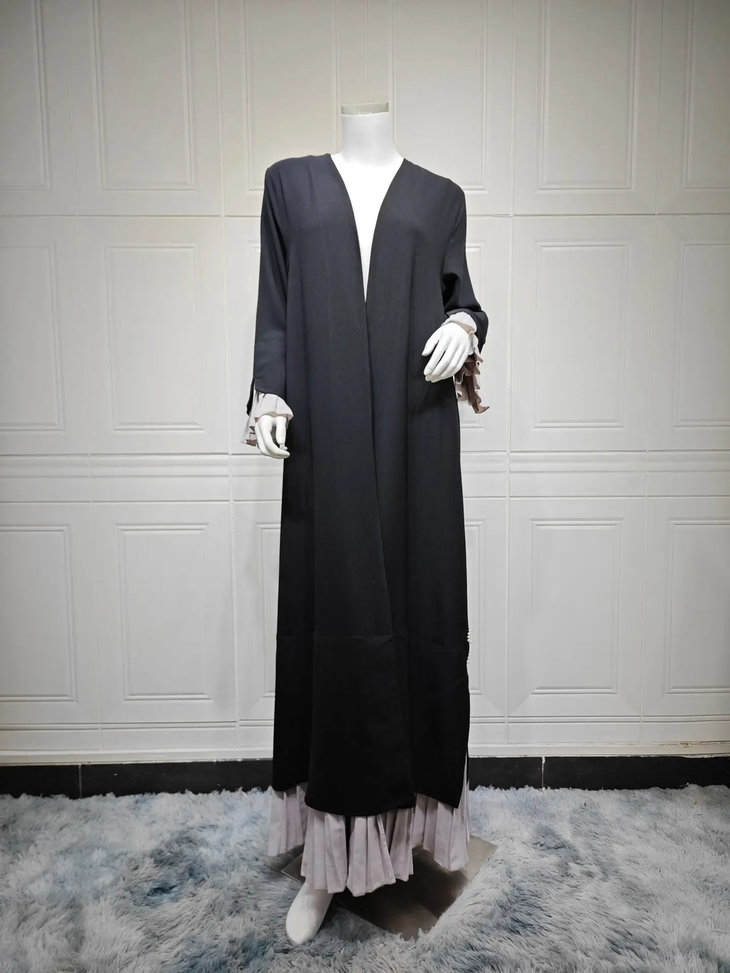 

Uni Dubai Luxury Women Open Abayas Pleated Fabric Patchwork Cardigan Pleated Sleeve Kaftans 2025