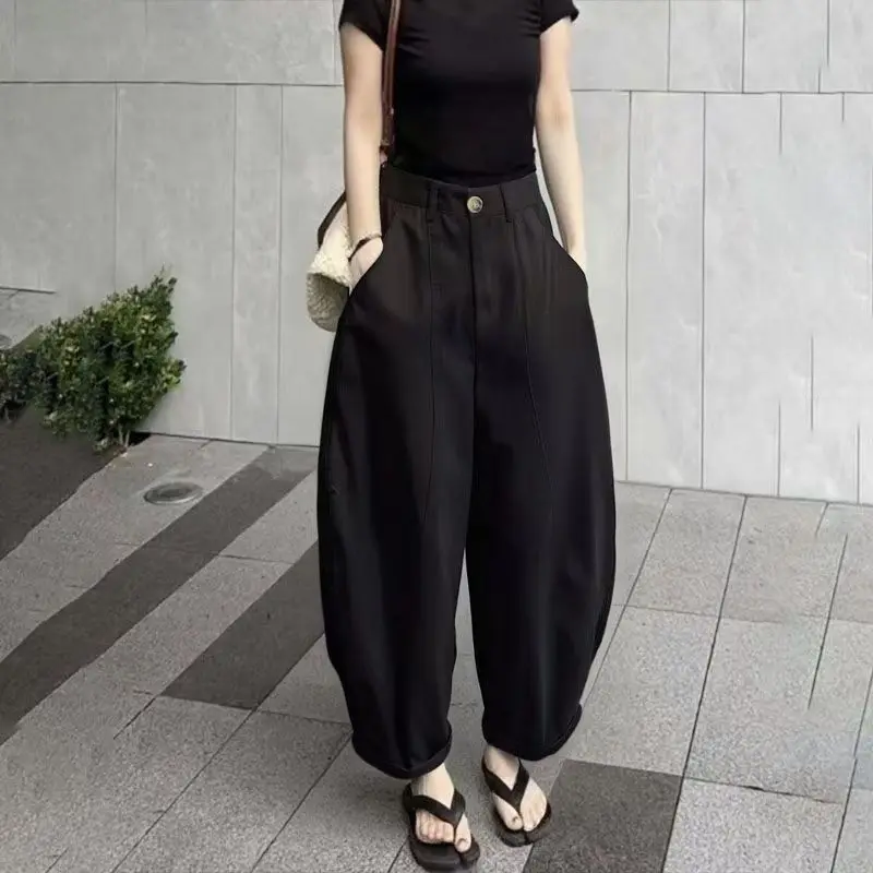 플러스 사이즈 루즈 와이드 레그 팬츠 여성 캐주얼 슬리밍 봄 여름 신상 다용도 부츠컷 청바지 통통한 여성용