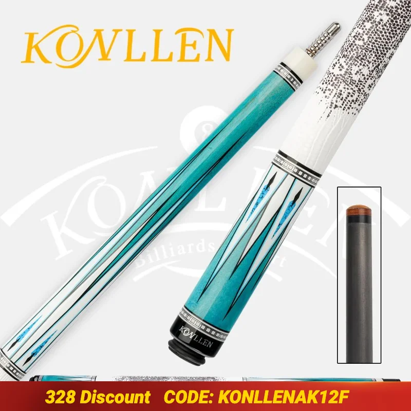 KONLLEN KL-05F Carbon Fiber Pool Cue Stick with Technology Shaft Carbon Tubes Butt  Leather Grip 3/8*8 Pin for Billiard Cue Kit