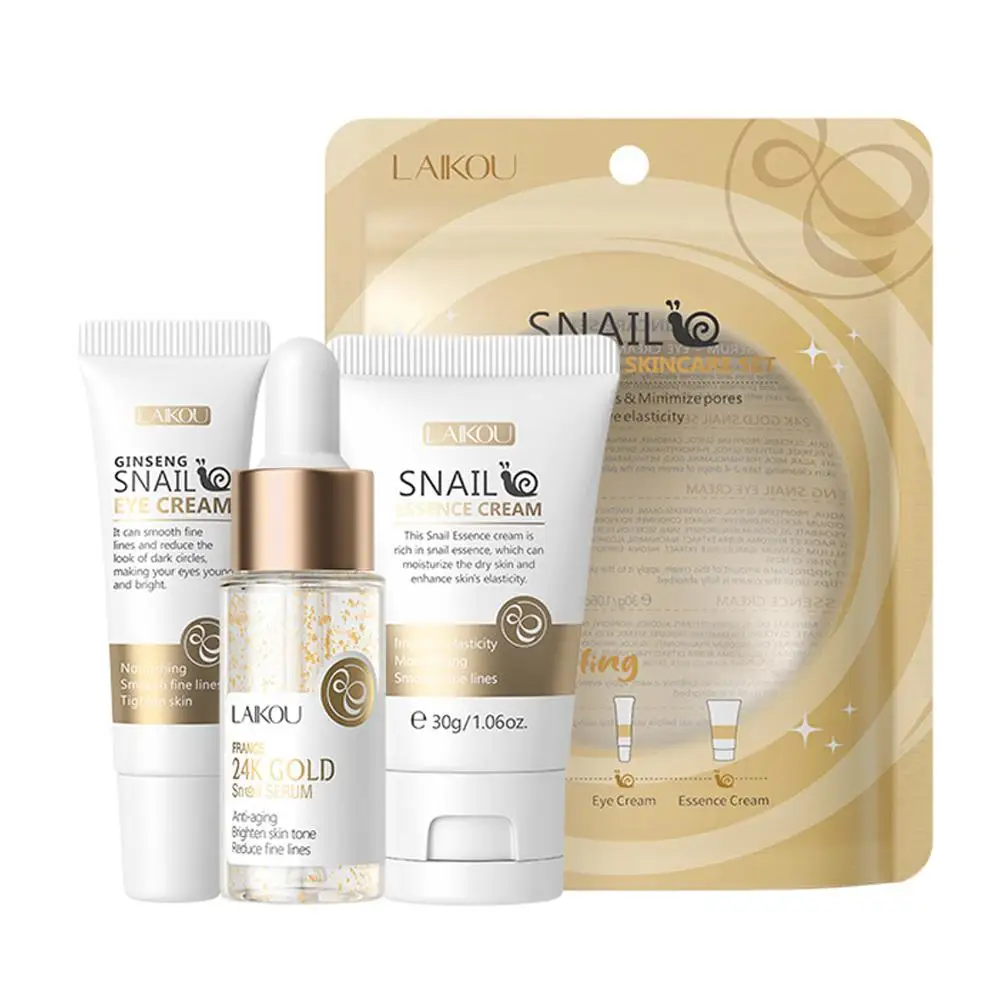 LAIKOU Vitamin C 3pcs/set Skin Care Sets Face Cream Moisturizing Care Face Cream Serum Wrinkles Eye Kit Anti U1S4