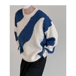 2023 nuovo maglione lavorato a maglia o-collo per uomo Pullover Patchwork di mucca uomo sciolto Casual autunno e inverno Harajuku maglione oversize da uomo