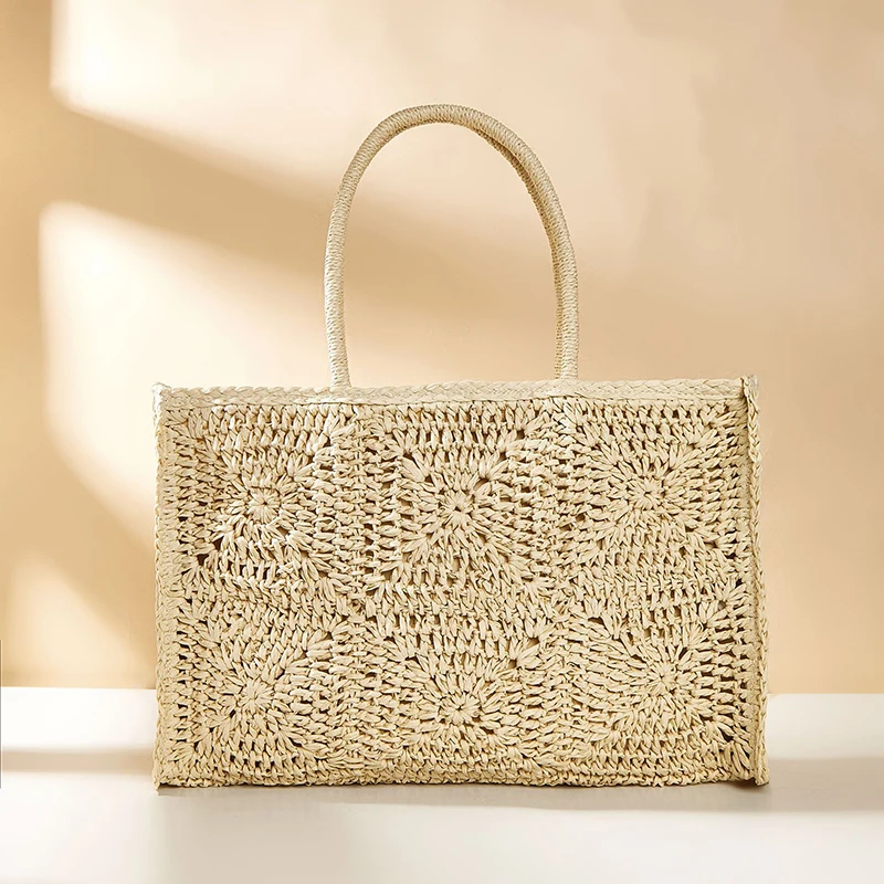 Tote Handbag Shoulder Bag For Women Straw Woven Beach 2023 New Summer Braided Large Fashion Party Shopping Female Simple Bags