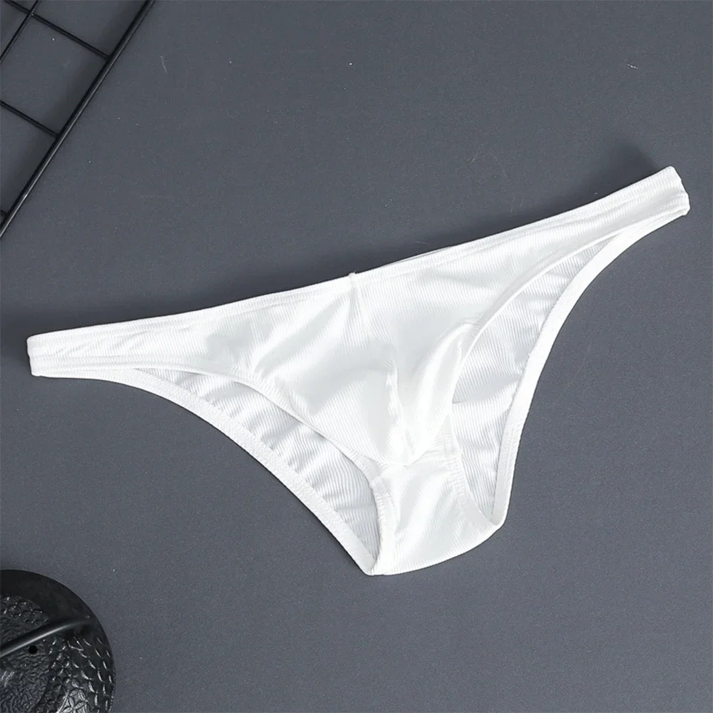 Men Sexy Low Rise Soft Sleep Panties Bulge Pouch Seamless G-string Thong Briefs Solid Color Underwear Erotic Hombre Underpants