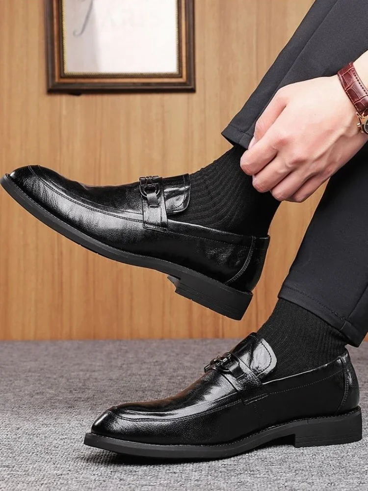 pointed-toe-solid-color-social-shoe-male-spring-autumn-high-quality-fashion-cheap-liquidation-cowhide-39-suit-men's-formal-shoes