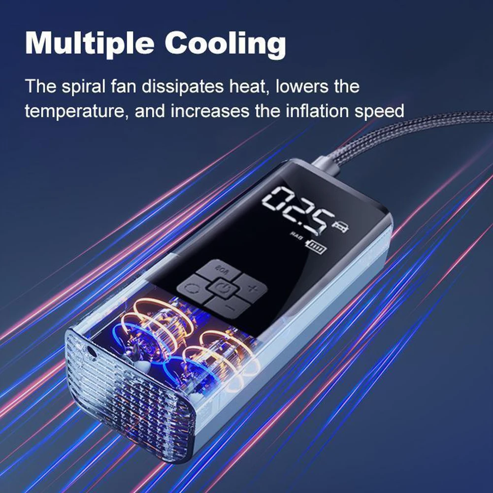 منفاخ إطارات محمول لإطارات السيارات، مضخة هواء سيارة لاسلكية كهربائية متعددة الأغراض للدراجات النارية #5