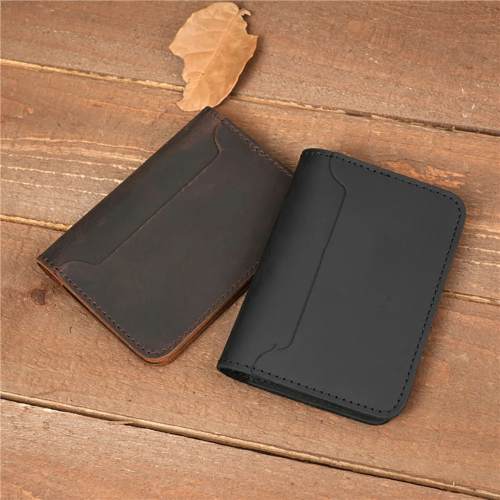 Vintege Genuine Leather Men's Small Wallet Short Minimalist Wallet Fashionable Ultra-Thin Credit Card Bag Coin Wallet ﻿
