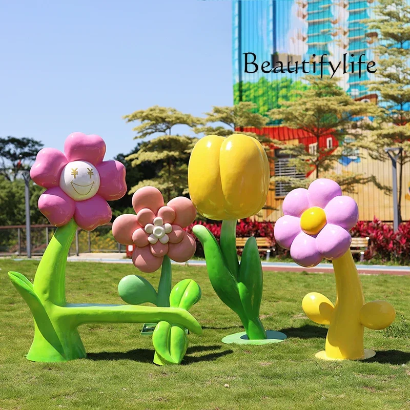 

Outdoor Garden Landscape Simulation Flower Sculpture Ornament Community Park Lawn Decoration Flower Seat Bench