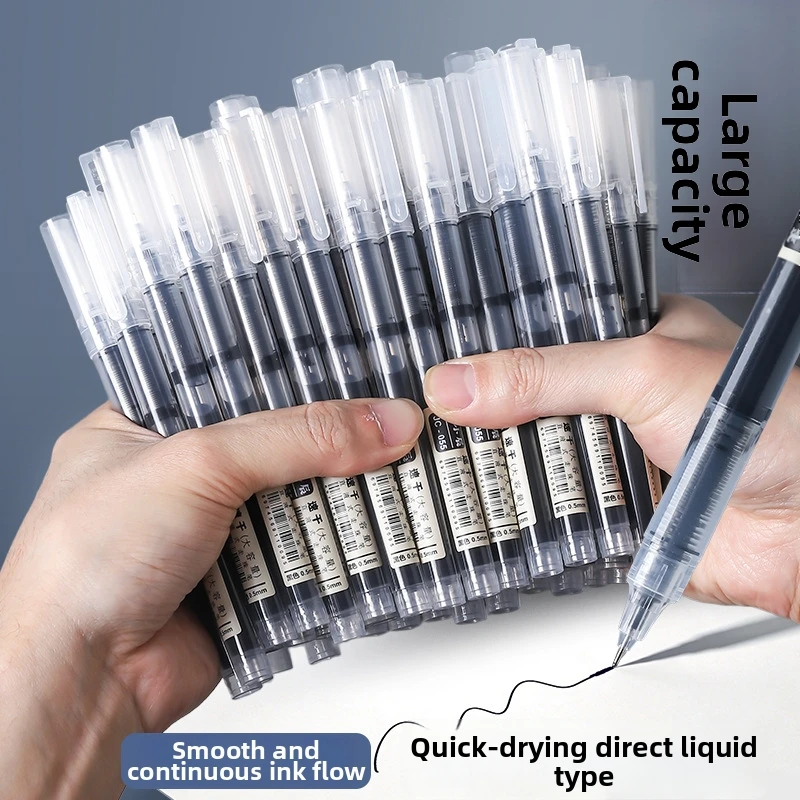 Back to School Liquid Ink Gel Pens – Quick-Drying, Large Capacity, Black & Red, Needle Tip Rollerball Pens for Students and Offi