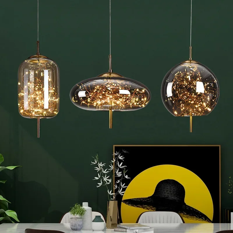 

Glass Pendant Lights Light Luxury Nordic Pendant Lamp Creative Chandelier Hanging Lamp For Dining Room Bar Living Room Bedroom