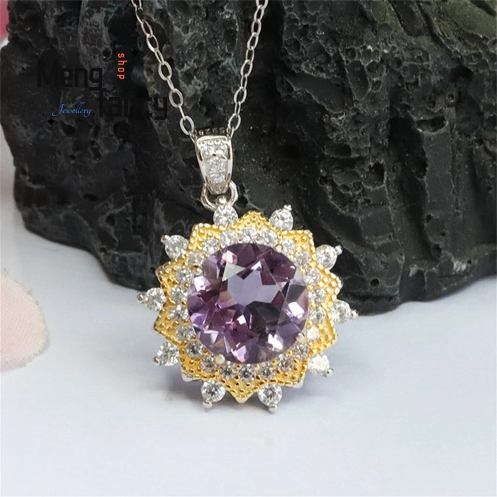 Natural Amethyst Pendant Purple Colour Treasure Exquisite Elegant Necklace Wedding Souvenir Fashion Luxury Jewelry Holiday Gifts