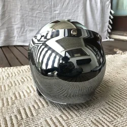 Mirror Silver Chrome Motorcycle Open Face Men Women Casco Vintage Scooter Jet Retro Helmets Pare Moto Para CE DOT
