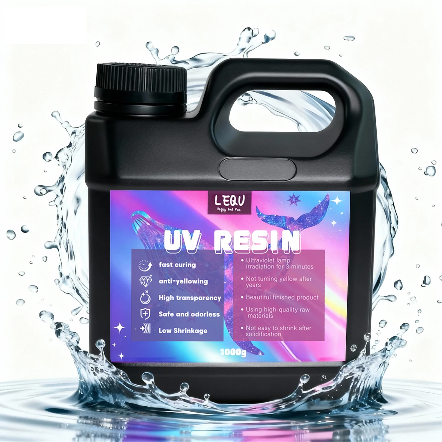 

1000g UV Resin Crystal Clear Hard UV Cure Epoxy Resin, Upgraded Formula UV Resin, Solar Activated Glue Kit Transparent Resin,