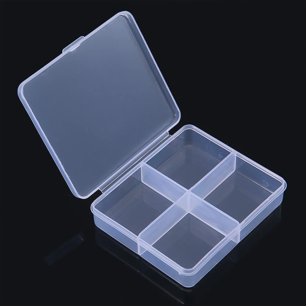 

1PC Square Plastic Storage Box 4Grids 2Grids Jewelry Storage Case Transparent Storage Organizer Multifunctional Portable Storage