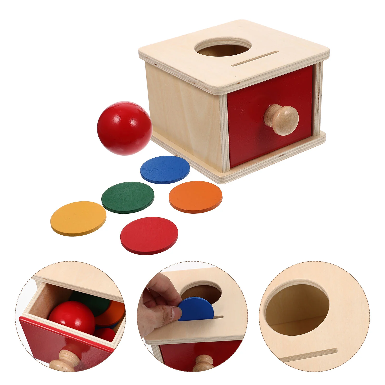 

Montessori Teaching Aid Coin Toys for Babies Kids Sensory Box Wood Children Plaything Motor Skills Training Toddler Educational