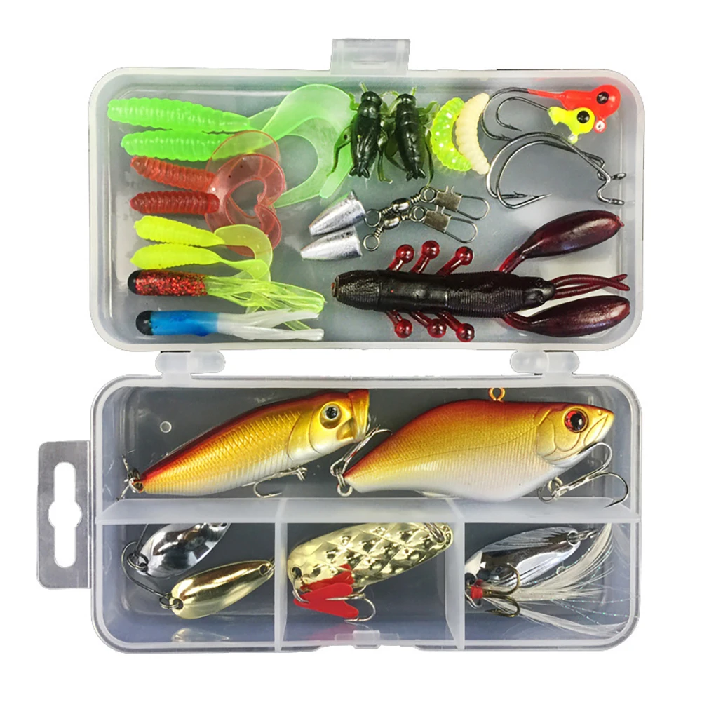 Fishing Lures Baits Tackle Fishing Accessories With Tackle Box And Fishing Gear Lures Kit Set For Beginners 27pcs/87pcs/104pcs